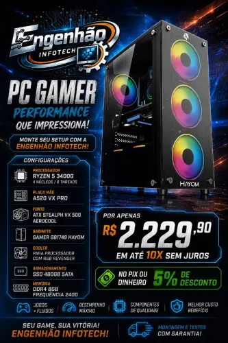 COMPUTADOR GAMER RYZEN 5 3400G MEMORIA 8GB SSD 