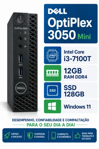 Computador CPU DELL Optiplex 3050 mini I3 7100T / 12gb memória DDR4 / SSD 128GB