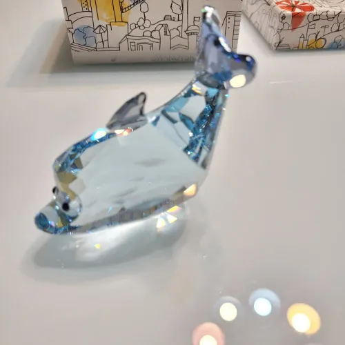 Swarovski Sealife Danny Dolphin Jumping Aquamarine Sapphire Crystal ORIGINAL 