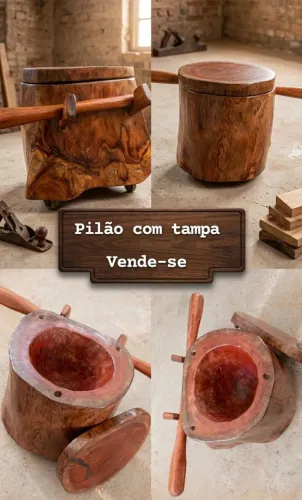 ? Pilão Rústico com Tampa à Venda