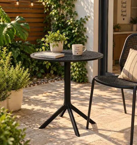 Mesa Redonda 60cm Com Proteção UV Para Área Externa E Varanda