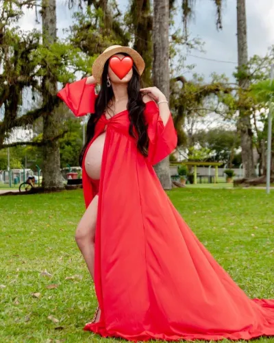Roupa vermelha ensaio gestante