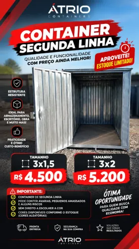 Container segunda linha desmontável