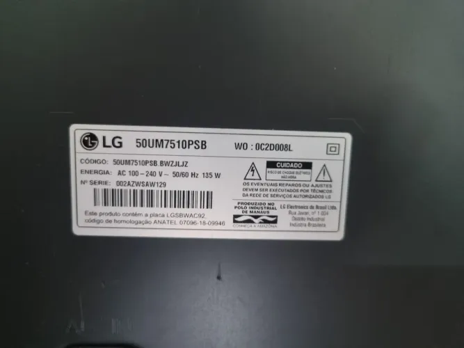 Smart TV LG 50UM7510PSB (Tela quebrada)