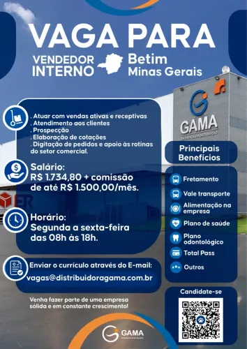 VAGA VENDEDOR(A) INTERNO(A)