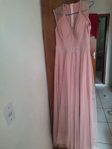 Vestido rosa claro pink de festa casamento madrinha formatura
