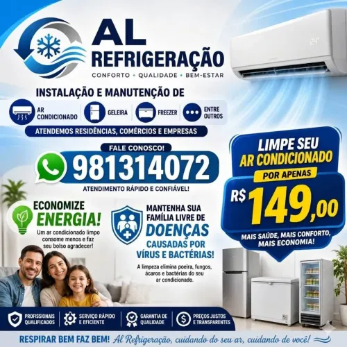 Conserto de geladeira instalação e manutenção de ar condicionado 