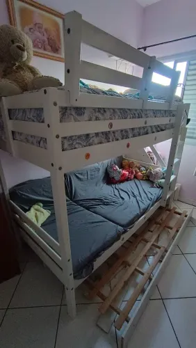 BELICHE DE MADEIRA MACIÇA COM CAMA AUXILIAR - VIRA TRILICHE!
