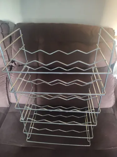 Adega Empilhável 24 Garrafas Vinho Suporte Garrafeira Horizontal Cromado