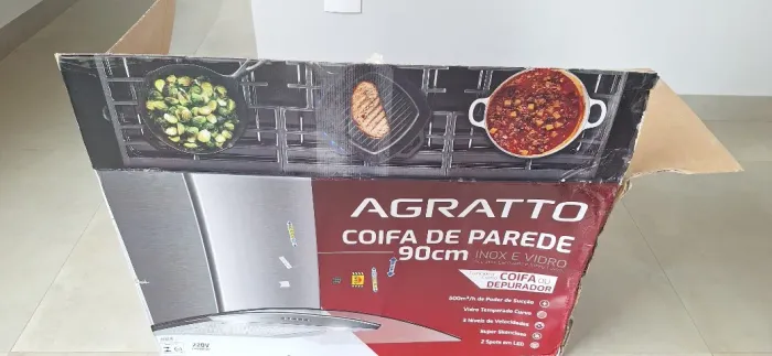 Coifa de Inox e Vidro 90CM Agratto CPV90