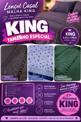 Lençol King 100% algodão