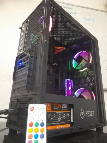 PC i5 16GB RAM Slot M2 NVMe HDMI CPU GAMER HEXER Kit fans controladora e controle RGB