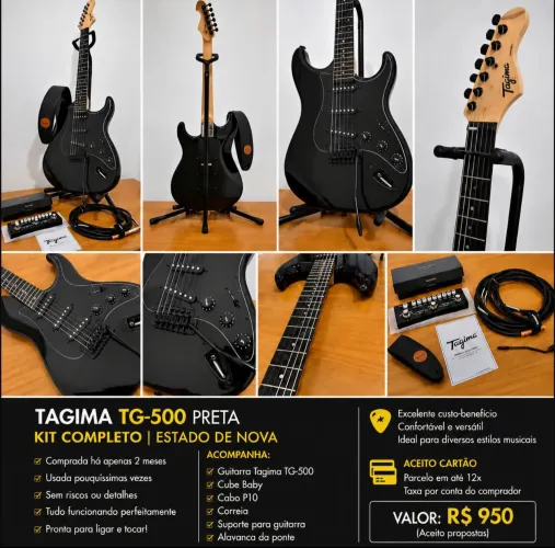 Kit Guitarra Tagima TG-500 Completo - Pronto para Tocar!