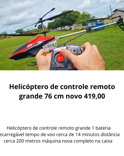 Helicóptero de controle remoto grande 76 cm novo