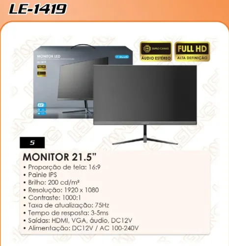 Monitor led 21.5"