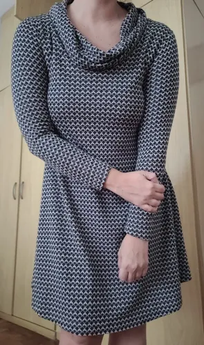 Vestido G manga comprida estampa geométrica