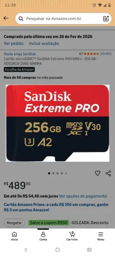 Cartão de memória micro sd