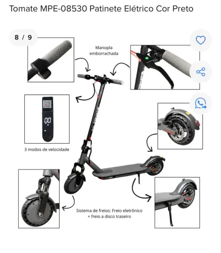 Patinete elétrico 530 watts