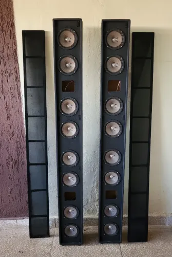 Par De Caixas De Som Torre Passivas Olisom 400w Rms 8 Ohmus Preto Passivas