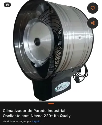 Climatizador, ventilador muito forte até -10 graus no ambiente