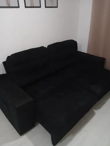 Sofá retrátil e reclinável 2 metros preto
