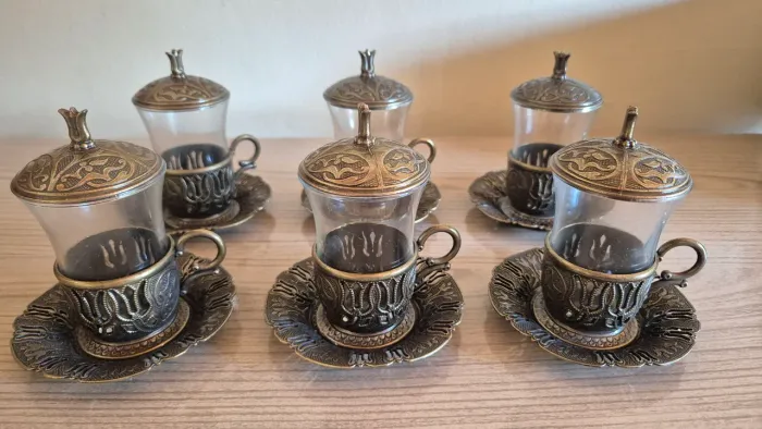 Conjunto turco para chá/café. Estilo otomano/árabe.