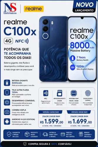CEL REALME C100X RMX5366 04GB/256GB GOLDEN BLUE LACRADO