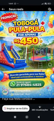Tobogã+ pula pula+ piscina de bolinha