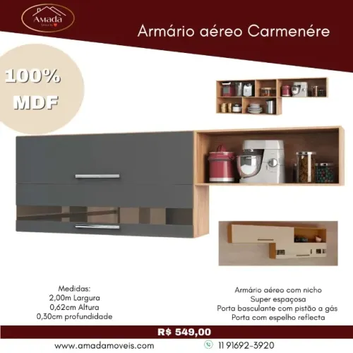 Armário aéreo Carmenere, a pronta entrega 