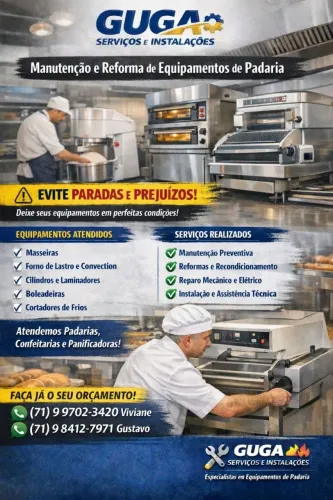 MANUTENÇÃO DE EQUIPAMENTOS DE PADARIA - ATENDIMENTO RÁPIDO!<br>
