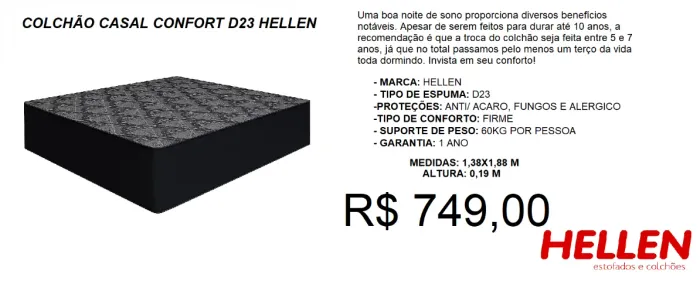 colchão de espuma D23 casal - entrega gratuita!