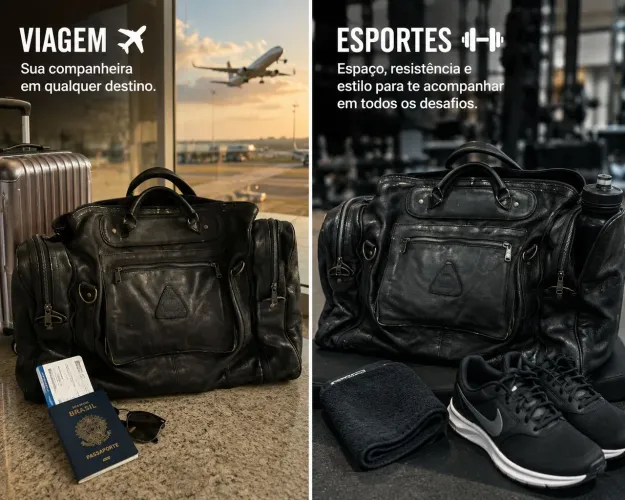 Bolsa de viagem em couro natural