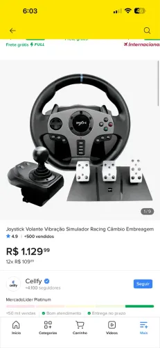 Volante PXN com marcha e pedais (troco por SSD 1TB