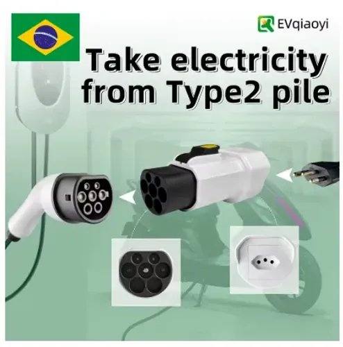 Adaptador Tipo 2 para tomada residencial - carregador scooter/moto elétrica (novo)