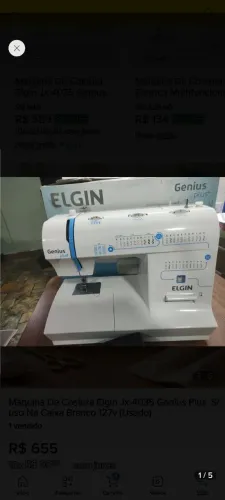 Máquina de costura Elgin Genius+, em perfeito estado, na caixa, pouquíssimo uso