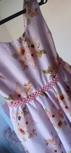 Vestido infantil festa rosa floral luxo 12 anos