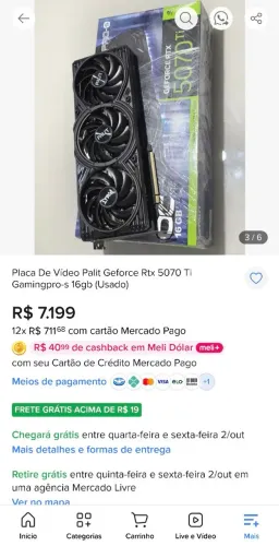 Placa De Vídeo Palit Geforce Rtx 5070 Ti Gamingpro-s 16gb