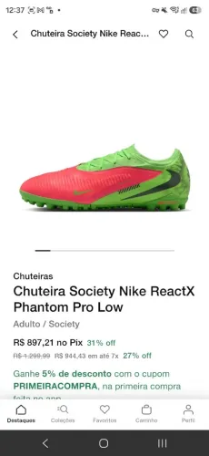 Chuteira Society Nike ReactX Phantom Pro Low
