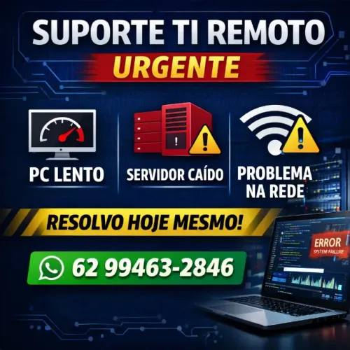 Suporte TI Remoto Urgente | Resolvo PC, Servidor e Rede Hoje