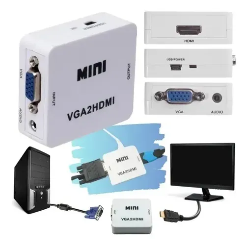Conversor Vga Para Hdmi Adaptador C/ Som Áudio