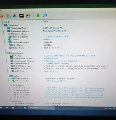 PC AMD Athlon II X2 220+Memória RAM 12 GB DDR3 SDRAM, com módulos 4 GB e 8 GB