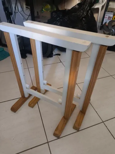 Par Cavalete Andaime branco/madeira