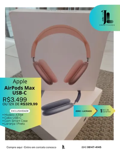 APPLE AIRPODS MAX, COM CASE, USB-C, LACRADO, EXCLUSIVO!