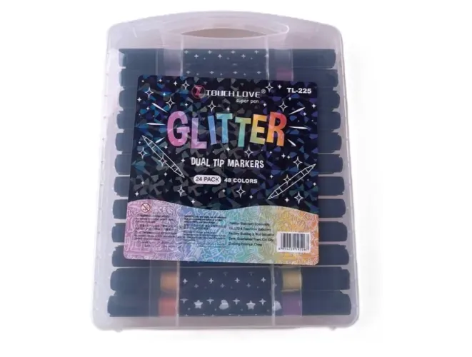 24 Canetas marcadoras com glitter (48 Cores)