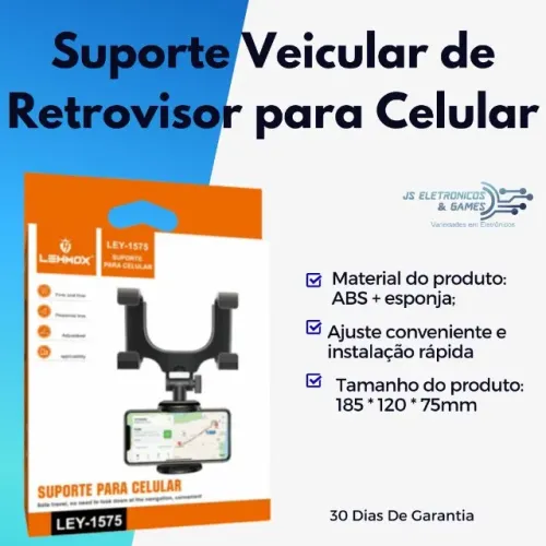 Suporte Veicular de Retrovisor para Celular - loja física - entrega rápida