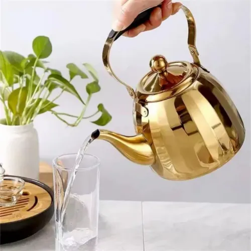 Chaleira Dourada Inox até 1,5L com Infusor Luxo Premium