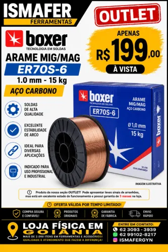 Arame Mig/mag marca Boxer Er70s-6 1.0mm - 15kg - Aço Carbono