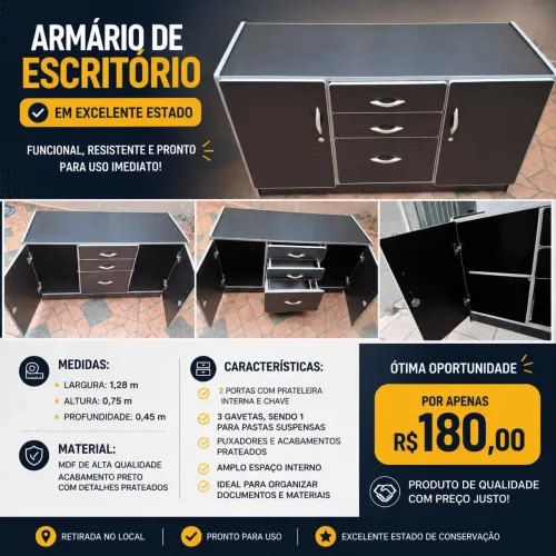 Armário baixo para escritório, em excelente estado