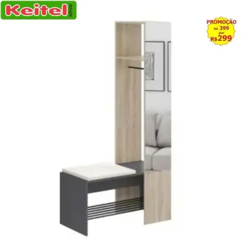 Organizador Quarto Flow Com Cabide Cor Nature / Grafite
