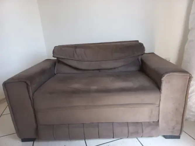 Sofá Estofado 2 Lugares Sala Estar Cinza